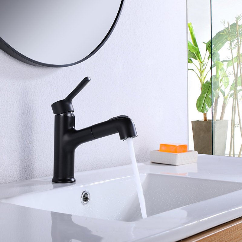MODLAND Utility Single Hole Bathroom Sink Faucet With Pull Out Sprayer ...
